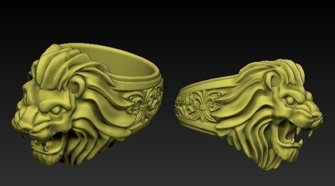 lion ring 3D print model_2