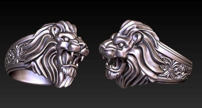 lion ring 3D print model_1