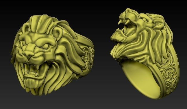 lion ring 3D print model_3