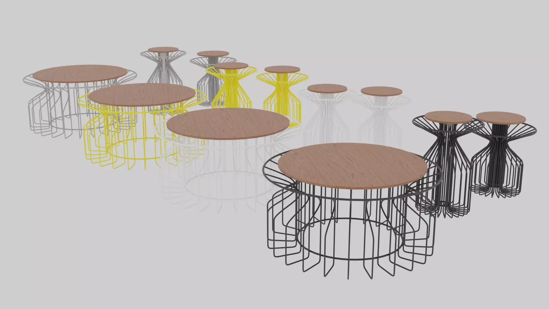 Flowered Metal Table Low-poly 3D model