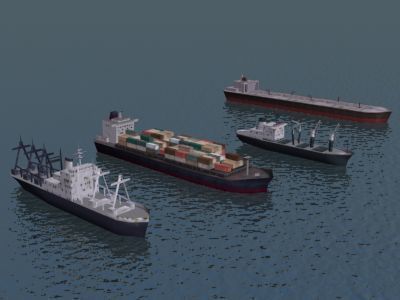 Cargo Ship Collection Low-poly 3D model_12