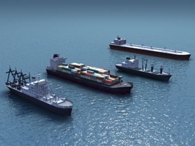 Cargo Ship Collection Low-poly 3D model_11