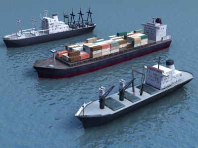 Cargo Ship Collection Low-poly 3D model_13