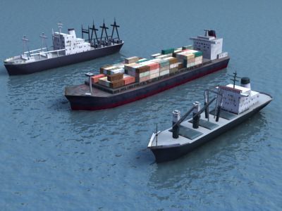 Cargo Ship Collection Low-poly 3D model_7