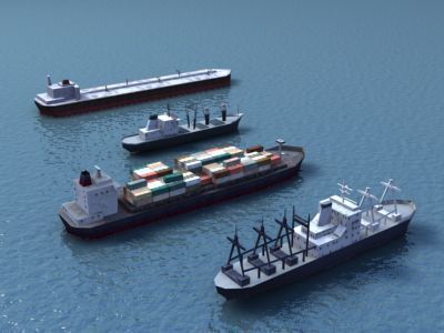 Cargo Ship Collection Low-poly 3D model_15
