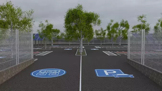 Parking Lot Environment Pack Low-poly 3D model 2