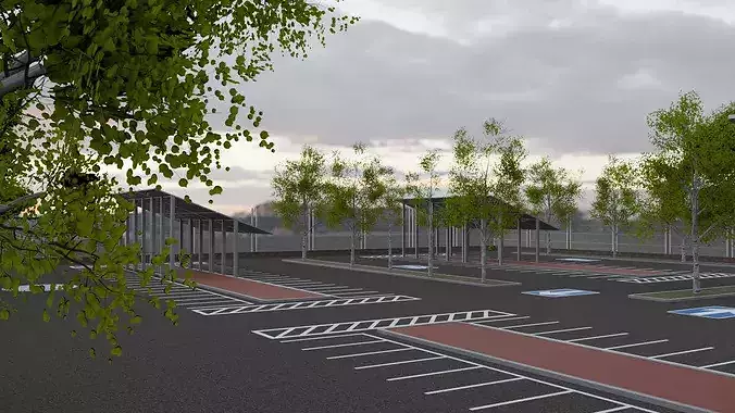 Parking Lot Environment Pack Low-poly 3D model 4