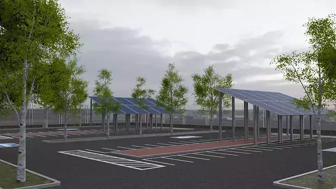 Parking Lot Environment Pack Low-poly 3D model 5