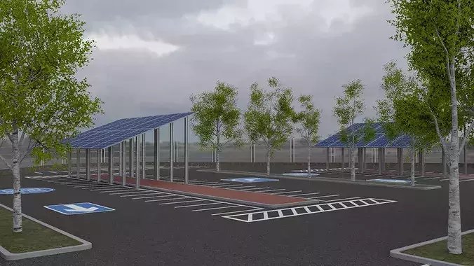 Parking Lot Environment Pack Low-poly 3D model 6