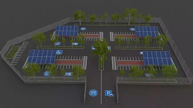 Parking Lot Environment Pack Low-poly 3D model 7
