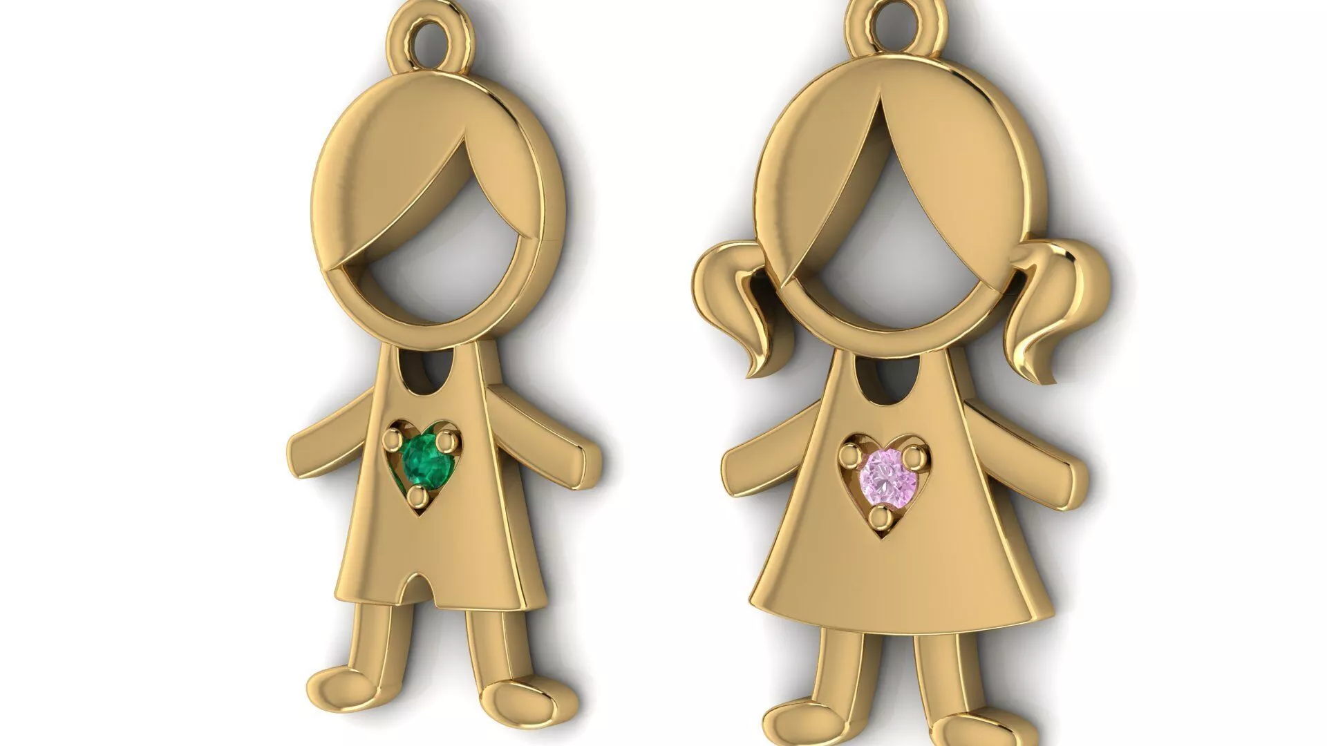Boy and Girls Pendant Set 3D print model