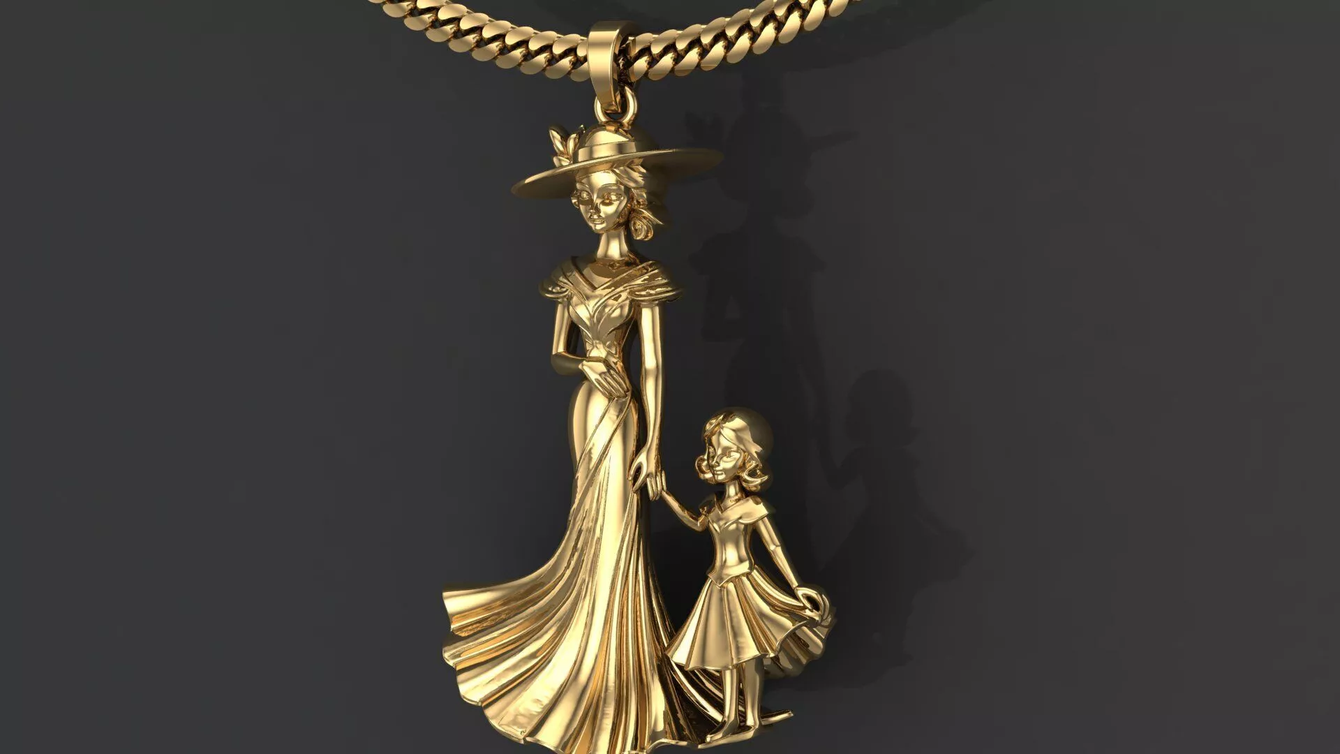 Mother and Daughter Pendant 3D print model