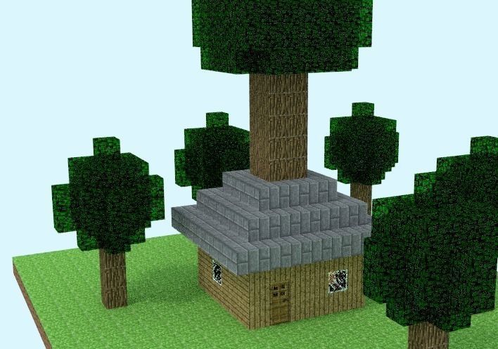 Minecraft tree house Low-poly 3D model