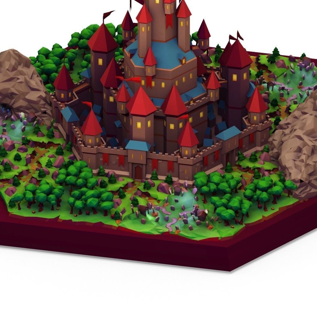 Stylized Castle Low-poly 3D model_7
