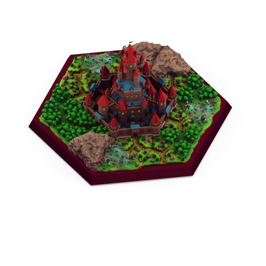 Stylized Castle Low-poly 3D model_6