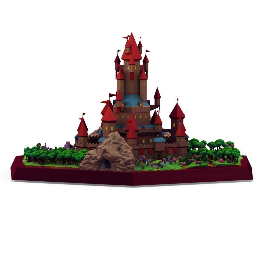 Stylized Castle Low-poly 3D model_16