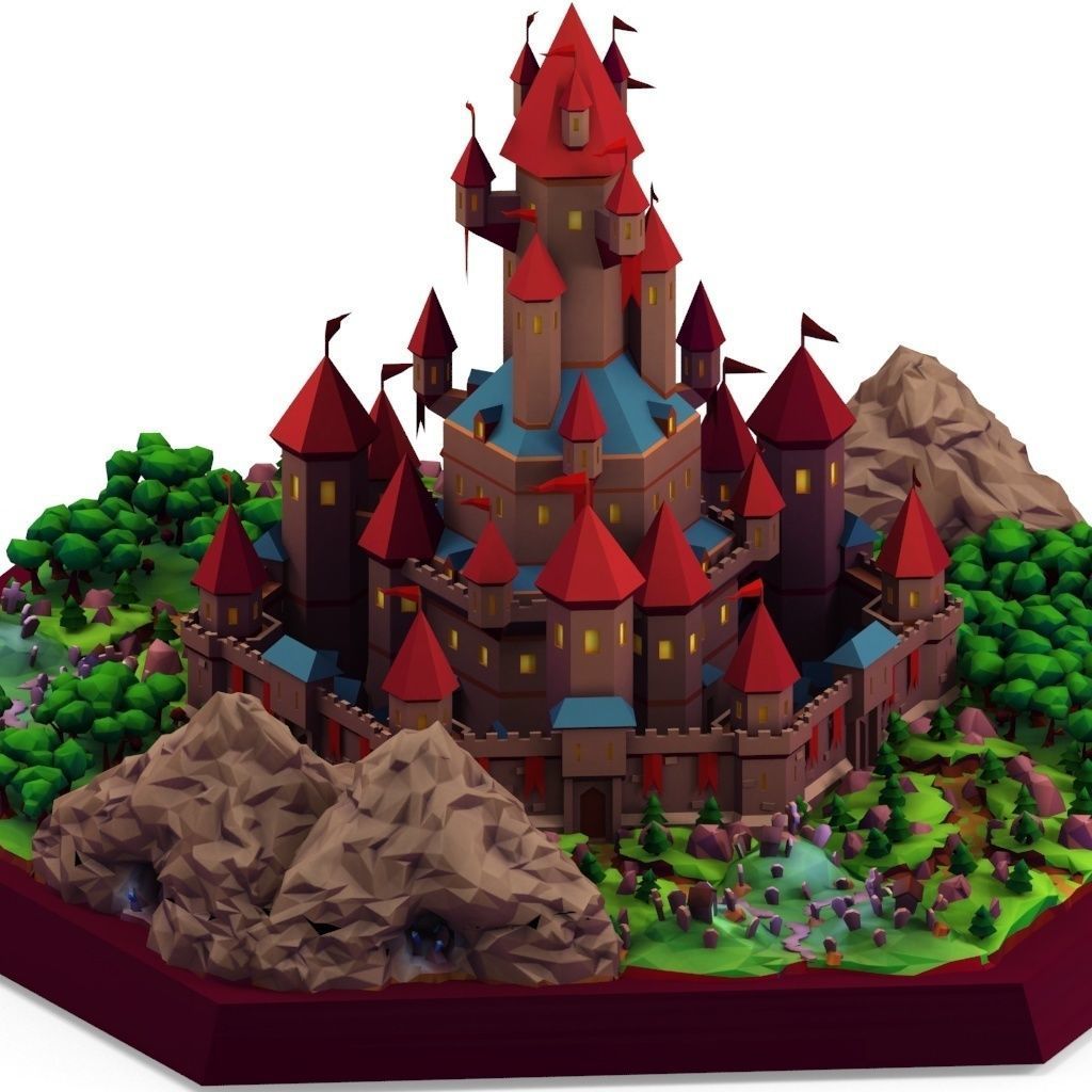 Stylized Castle Low-poly 3D model_10