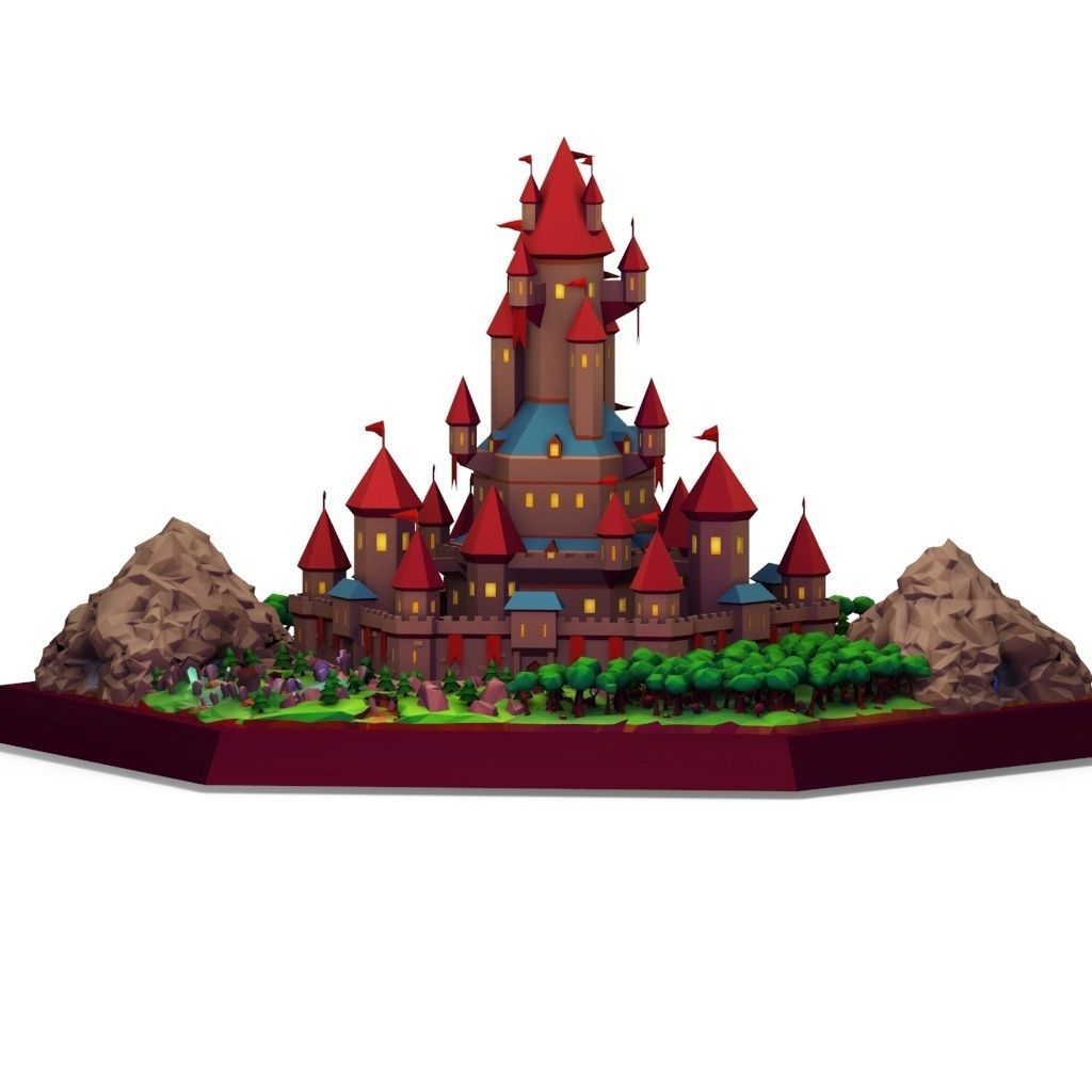 Stylized Castle Low-poly 3D model_3