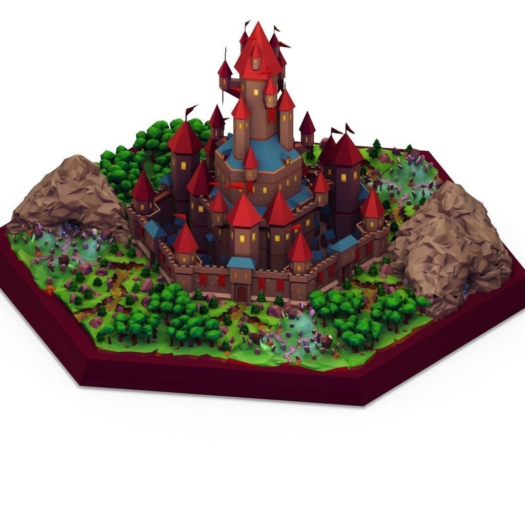 Stylized Castle Low-poly 3D model_9