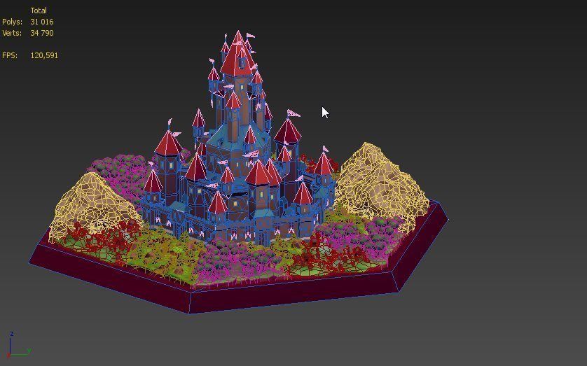 Stylized Castle Low-poly 3D model_8