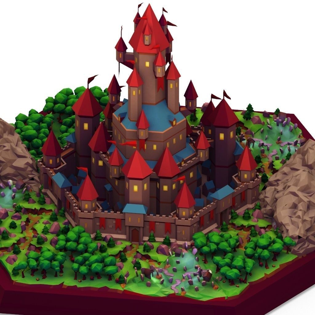 Stylized Castle Low-poly 3D model_14