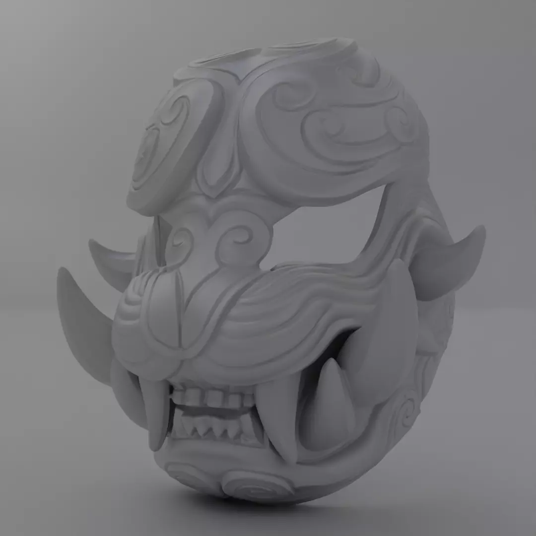 Japanese devial lion mask set 3D model for printing 3D print model