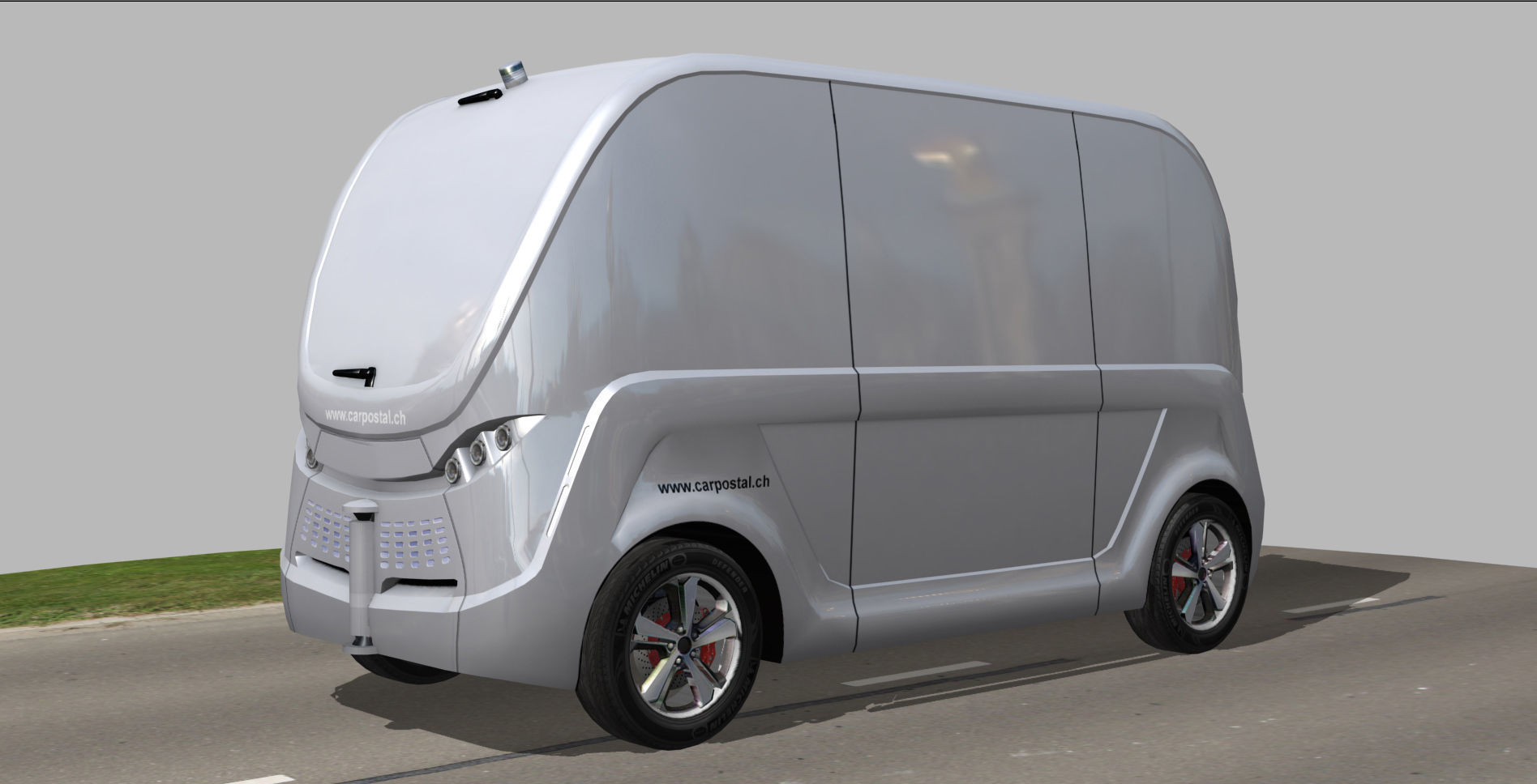 CarPostal driverless electric bus Low-poly 3D model_4