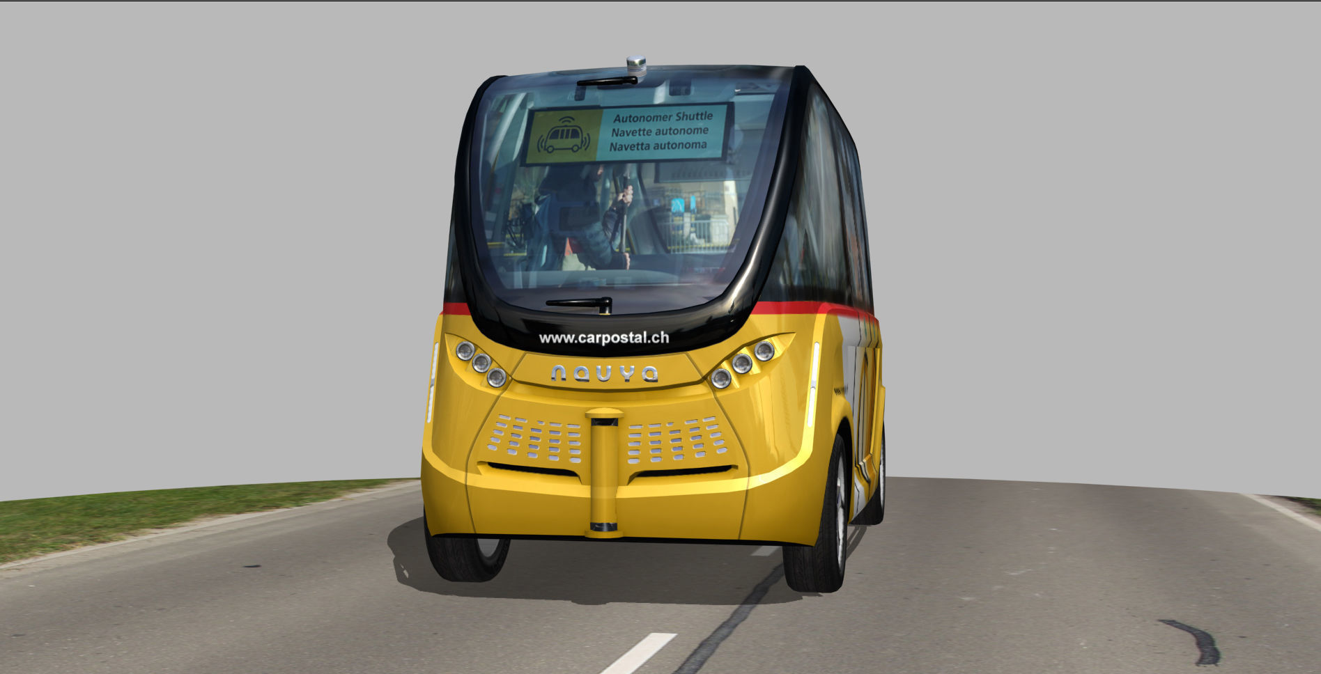 CarPostal driverless electric bus Low-poly 3D model_1
