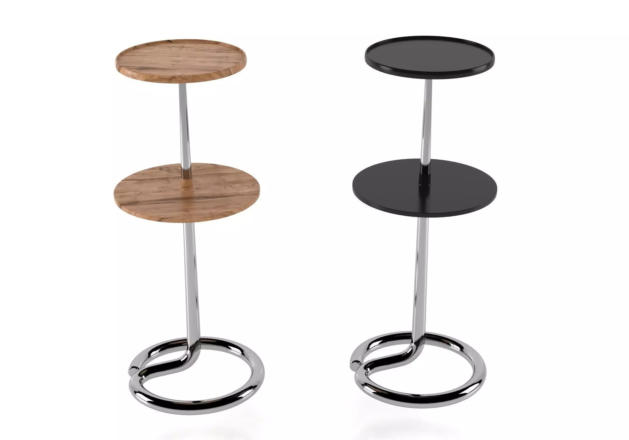 Two-Tier Bakelite and Chrome Table by Stablet 3D model