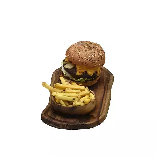 Burger and Fries Menu Low-poly 3D model 6