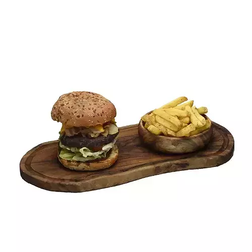 Burger and Fries Menu Low-poly 3D model
