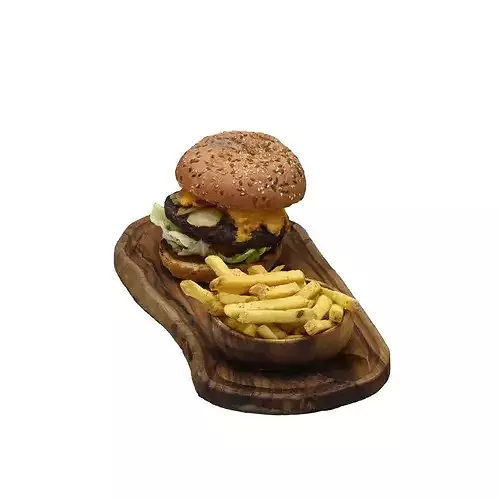 Burger and Fries Menu Low-poly 3D model 5