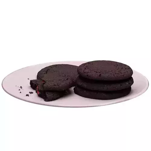 Dark Chocolate Cookies Low-poly 3D model 2