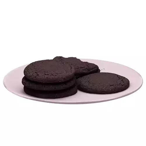 Dark Chocolate Cookies Low-poly 3D model 7