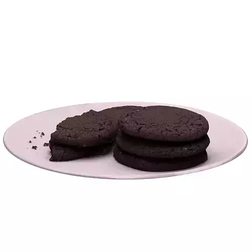 Dark Chocolate Cookies Low-poly 3D model 3