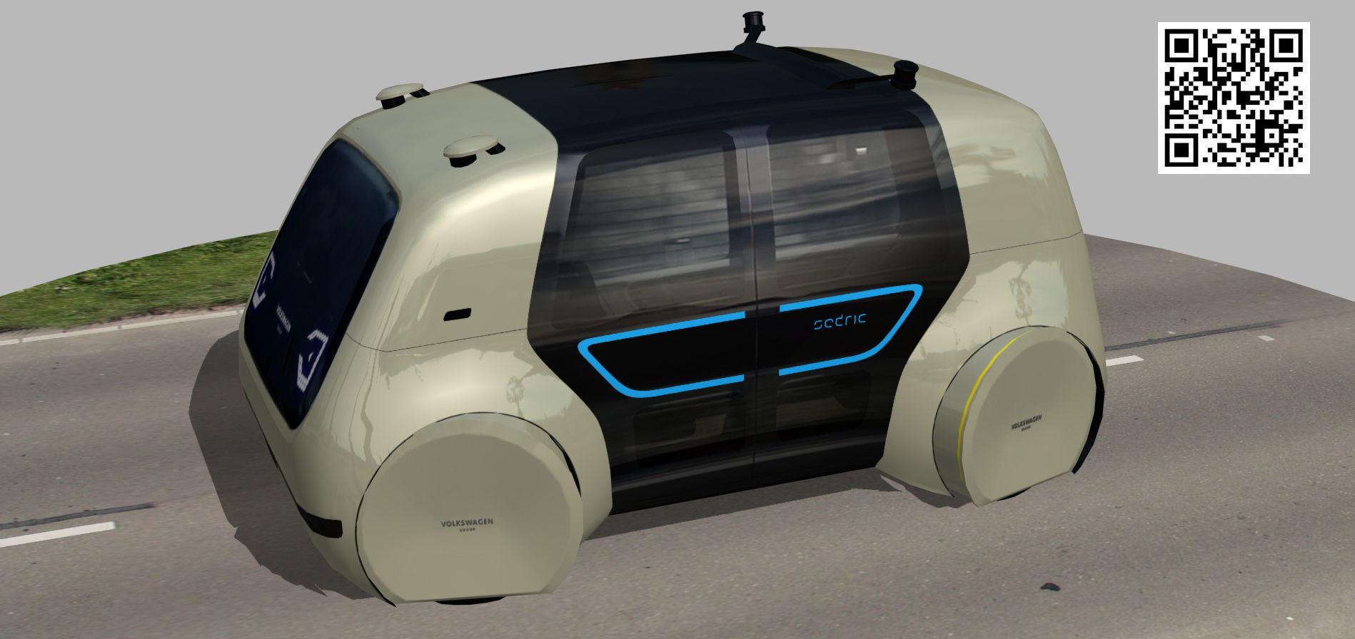 Driverless Electric bus pack Low-poly 3D model_45