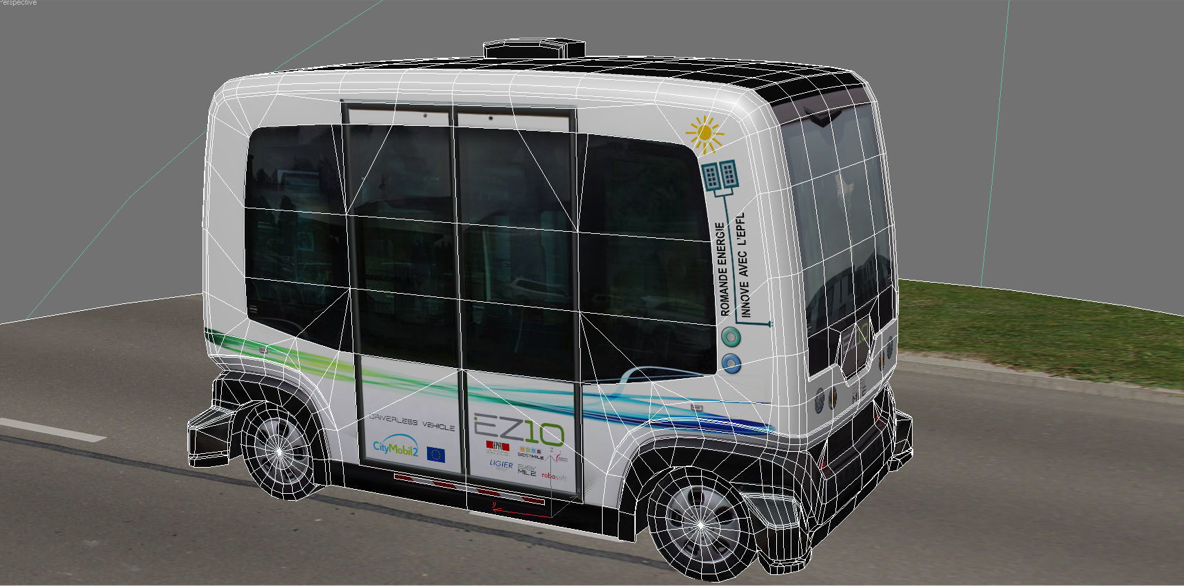 Driverless Electric bus pack Low-poly 3D model_40