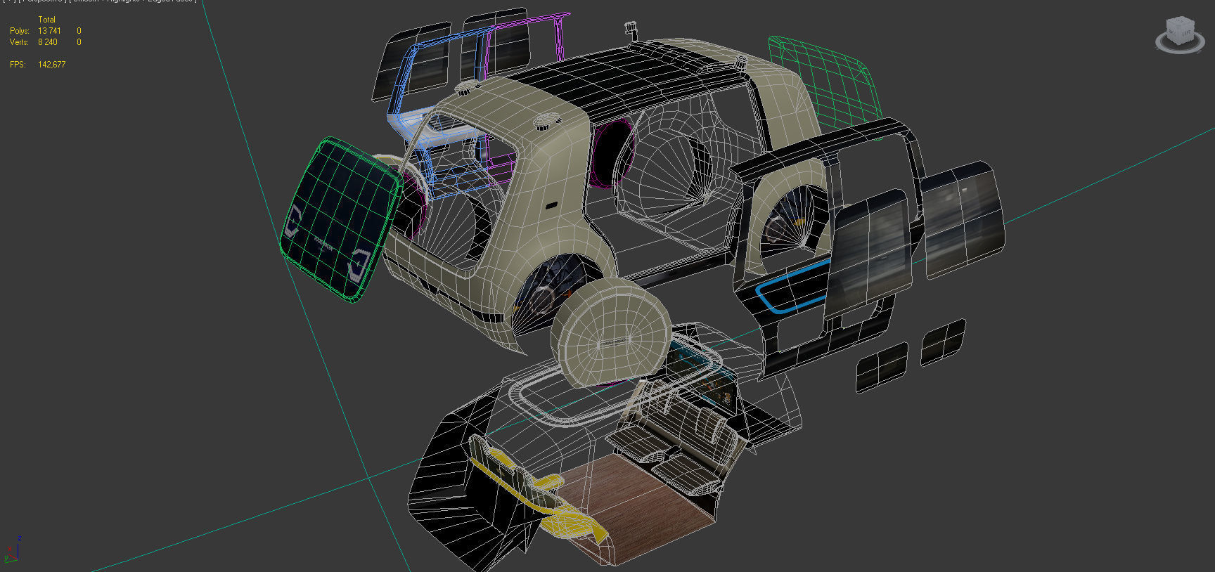 Driverless Electric bus pack Low-poly 3D model_48