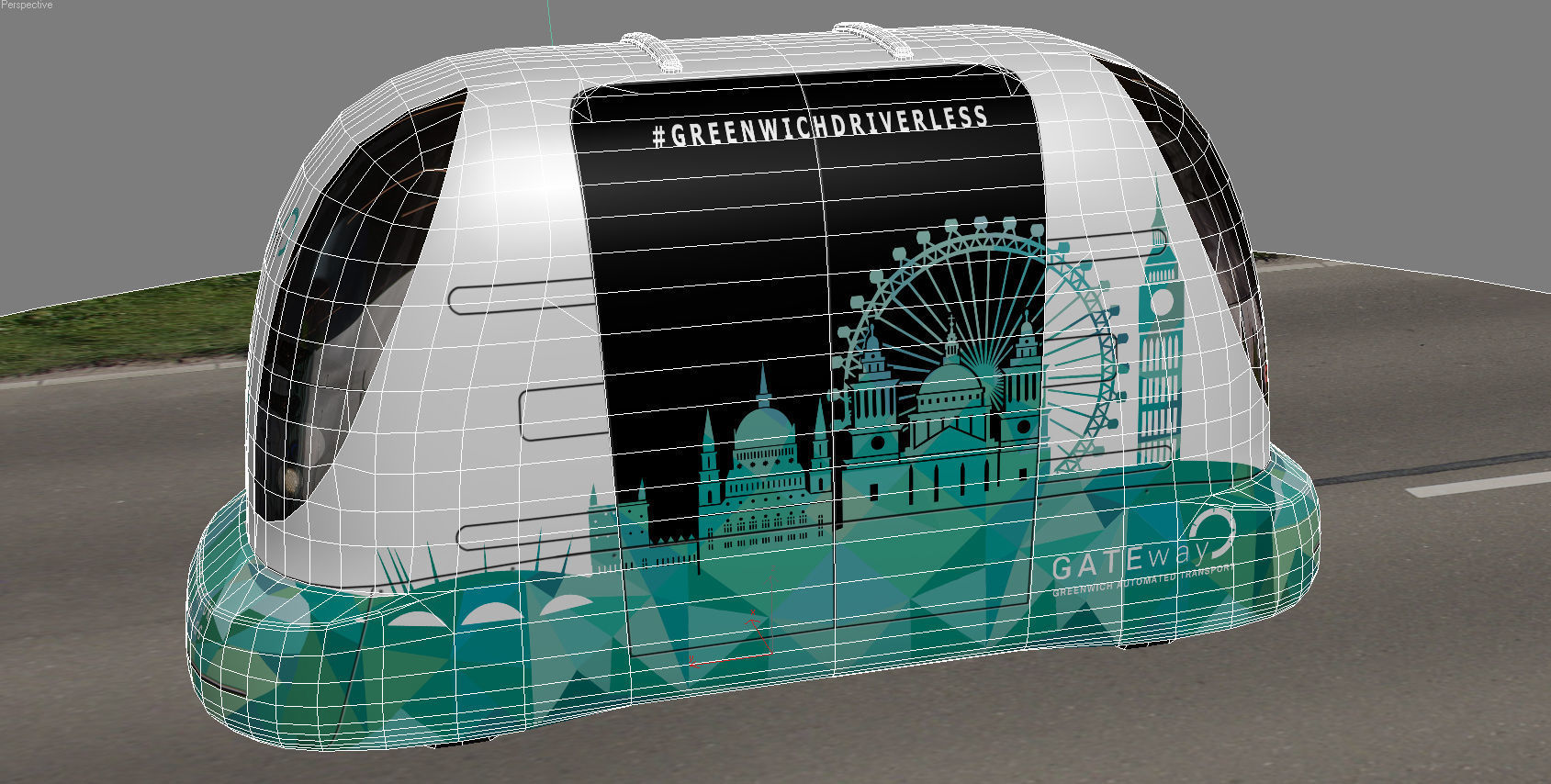 Driverless Electric bus pack Low-poly 3D model_19