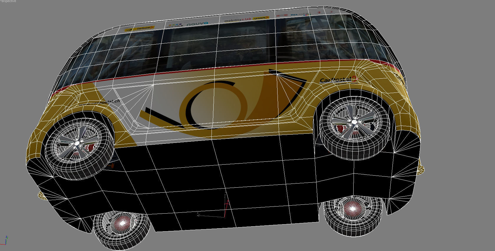 Driverless Electric bus pack Low-poly 3D model_27