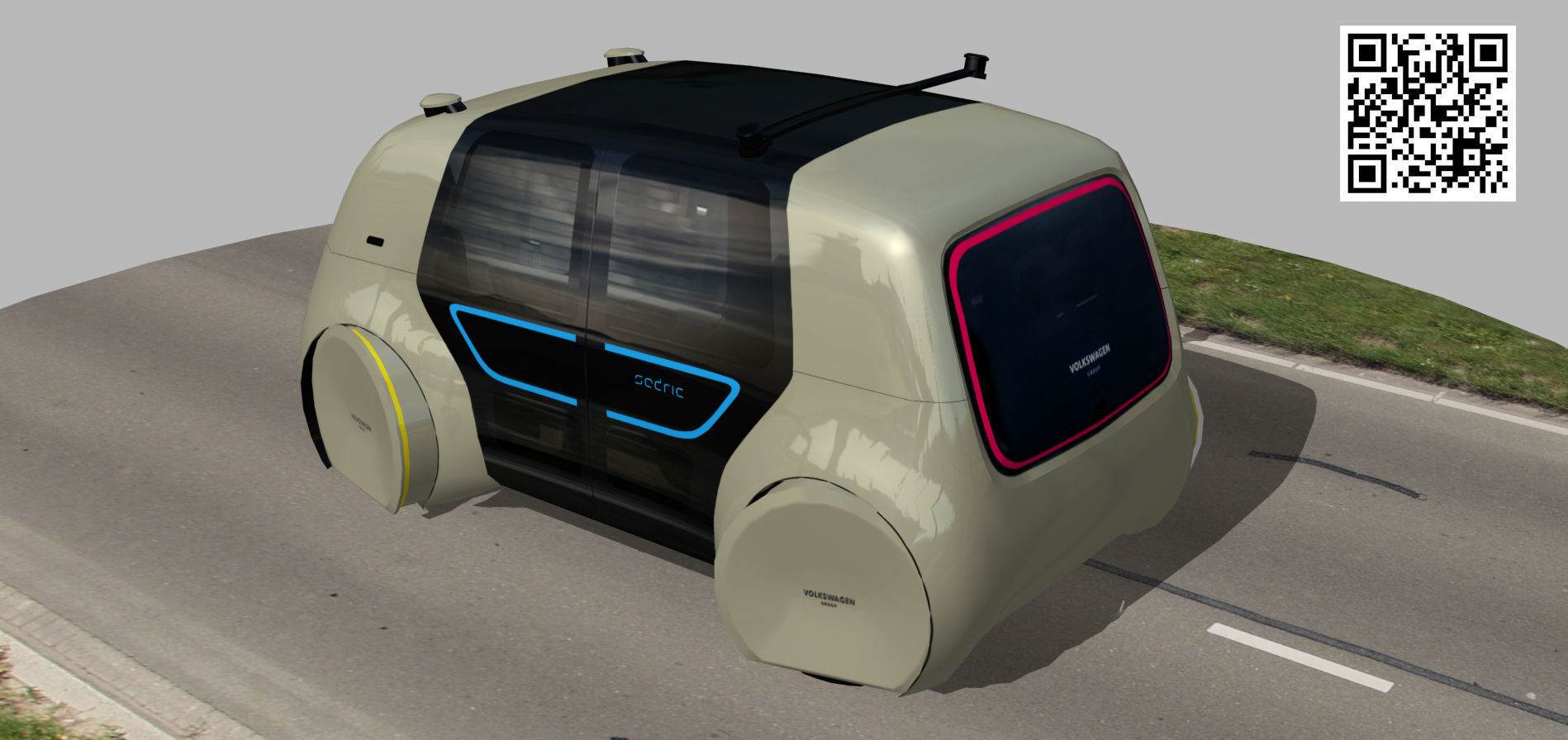 Driverless Electric bus pack Low-poly 3D model_43