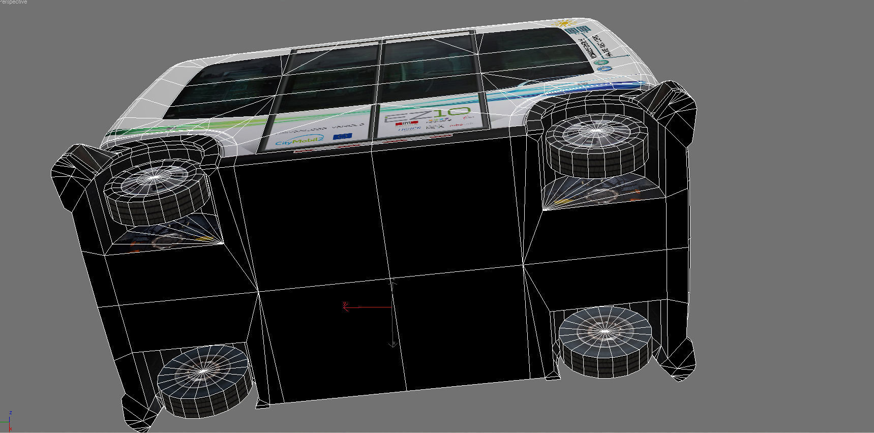 Driverless Electric bus pack Low-poly 3D model_38