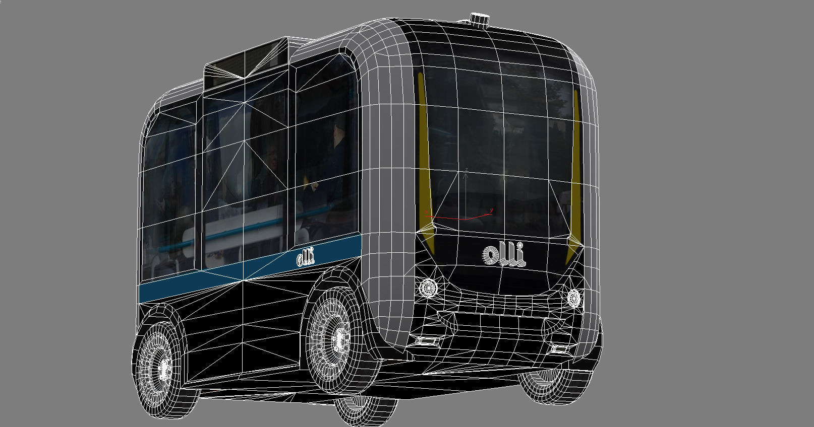 Driverless Electric bus pack Low-poly 3D model_9