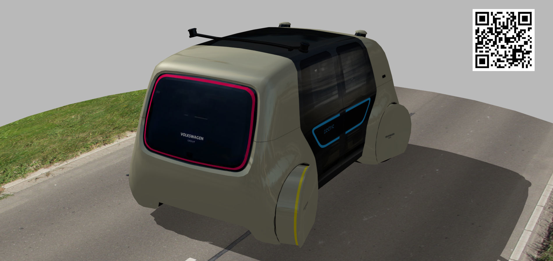 Driverless Electric bus pack Low-poly 3D model_44