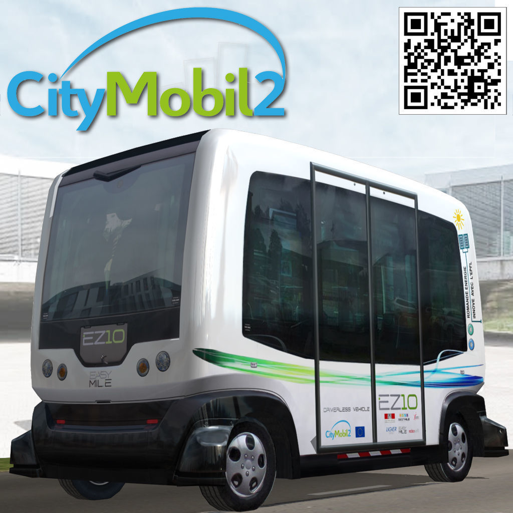 Driverless Electric bus pack Low-poly 3D model_32