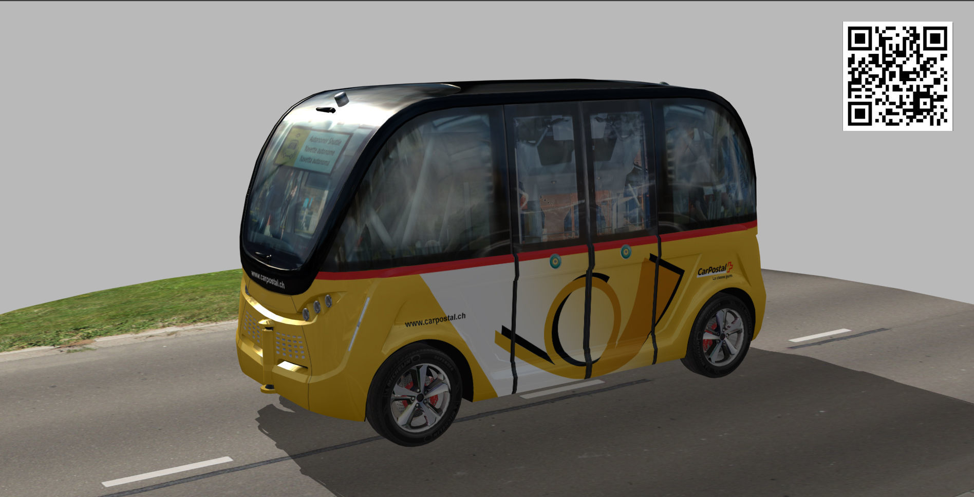 Driverless Electric bus pack Low-poly 3D model_23