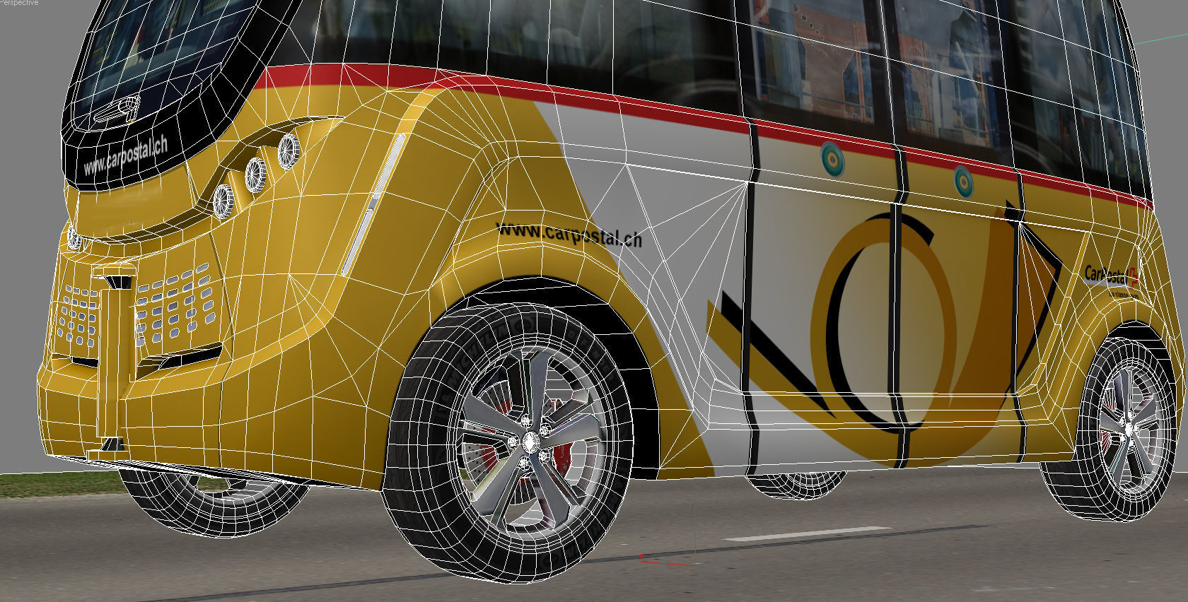 Driverless Electric bus pack Low-poly 3D model_25