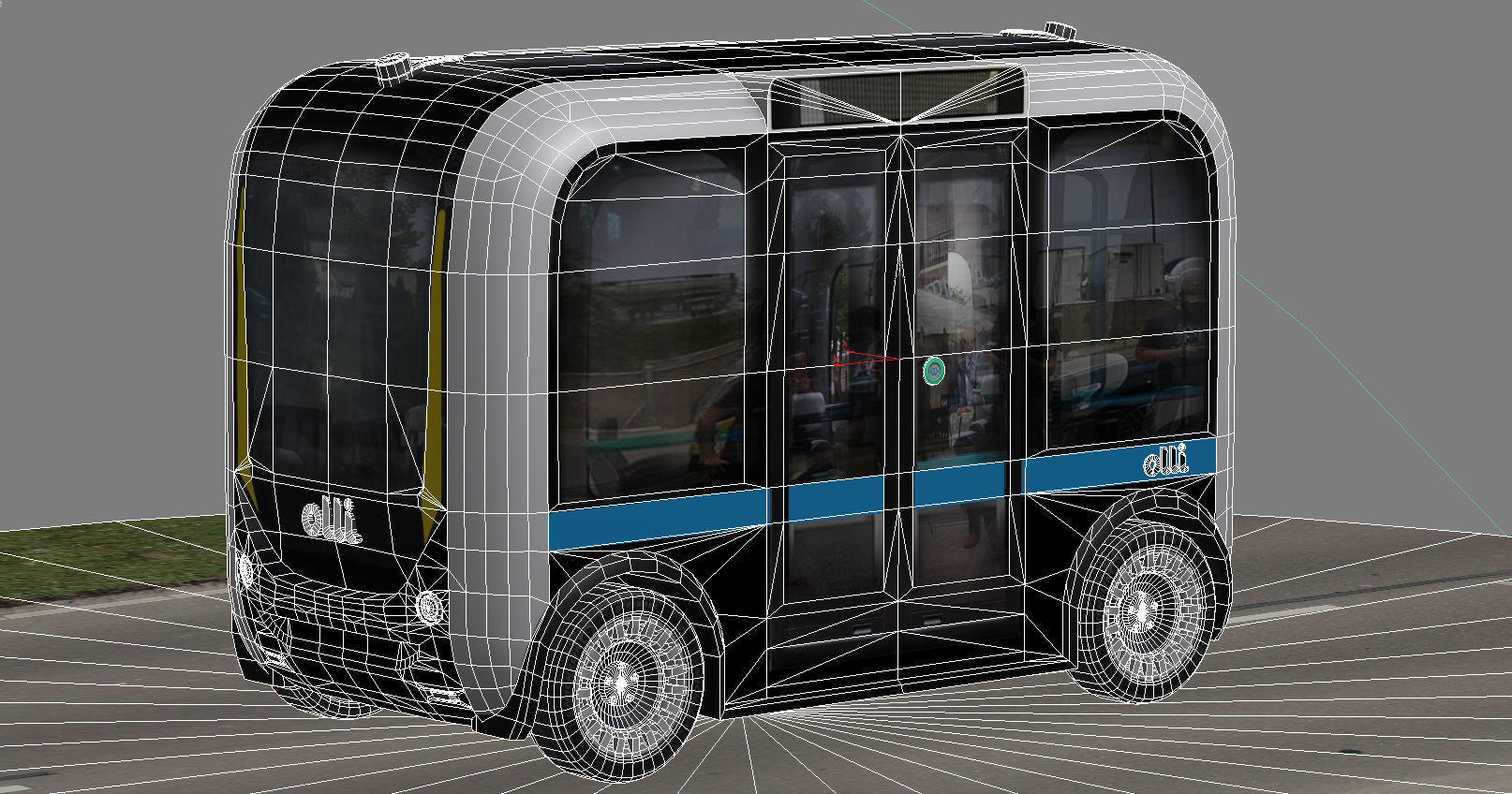 Driverless Electric bus pack Low-poly 3D model_3