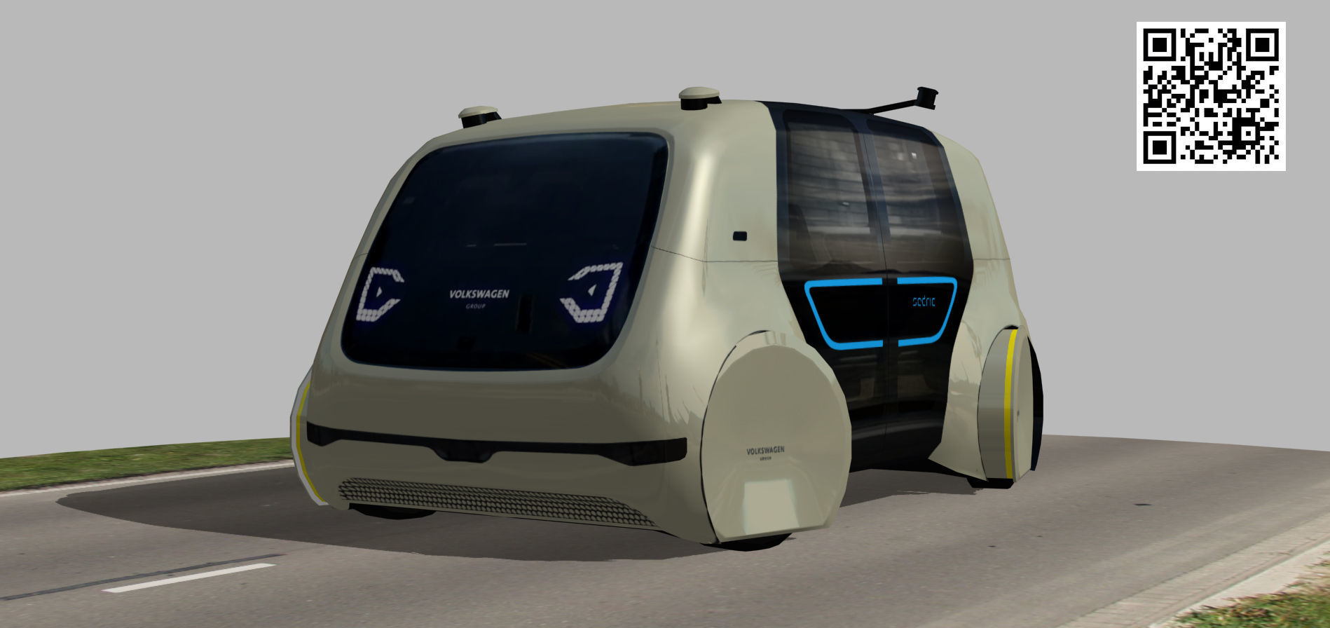Driverless Electric bus pack Low-poly 3D model_42