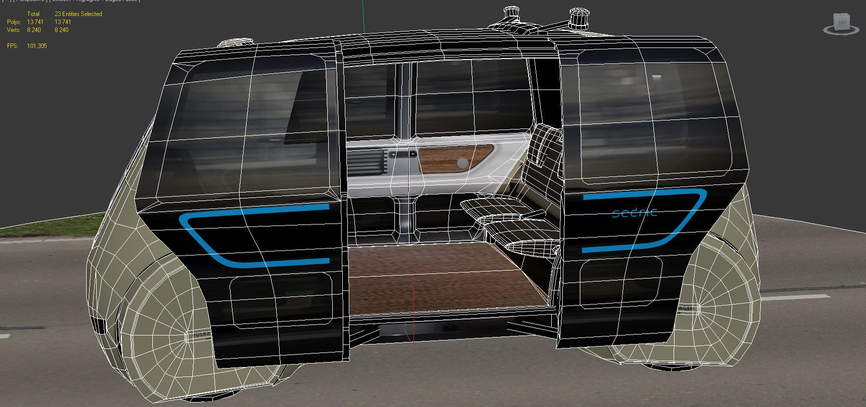 Driverless Electric bus pack Low-poly 3D model_46